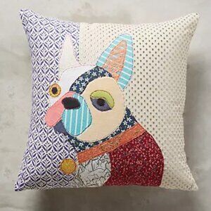 Anthopologie Carola Van Dyke Frenchie NEW Decorative Throw Pillow Cushion 18x18